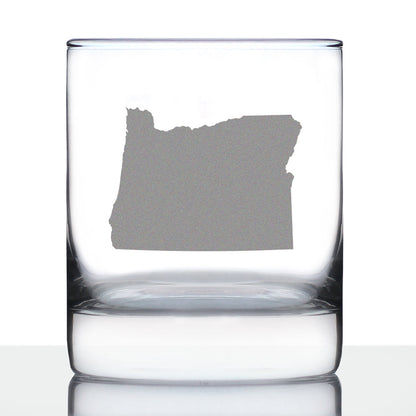 Oregon State Outline Whiskey Rocks Glass - State Themed Drinking Decor and Gifts for Oregonian Women & Men - 10.25 Oz Whisky Tumbler Glasses