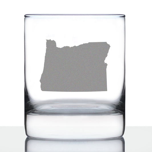 Oregon State Outline Whiskey Rocks Glass - State Themed Drinking Decor and Gifts for Oregonian Women & Men - 10.25 Oz Whisky Tumbler Glasses