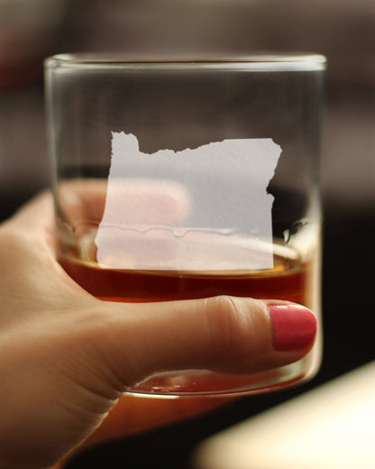 Oregon State Outline Whiskey Rocks Glass - State Themed Drinking Decor and Gifts for Oregonian Women & Men - 10.25 Oz Whisky Tumbler Glasses