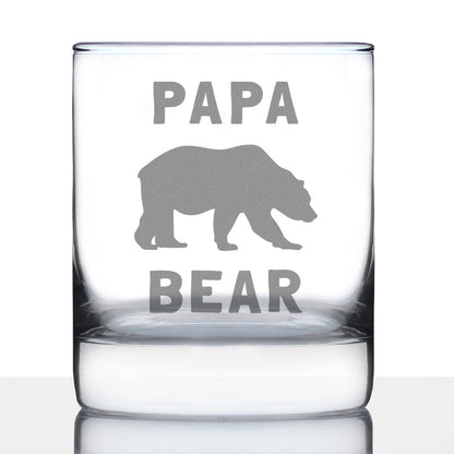 Papa Bear Whiskey Rocks Glass - Cute Funny Dad Gift Ideas for Father's Day or Birthday - 10.25 Oz Glasses