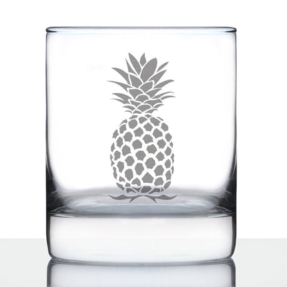 Pineapple Whiskey Rocks Glass - Fun Tropical Themed Decor and Gifts - 10.25 Oz Glasses