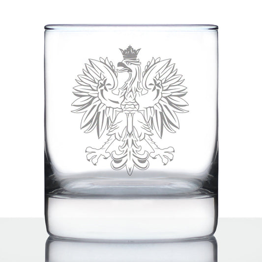 Polish Eagle - Engraved 10 oz Rocks Glass, Party Cup for Poles, Unique Poland Gifts
