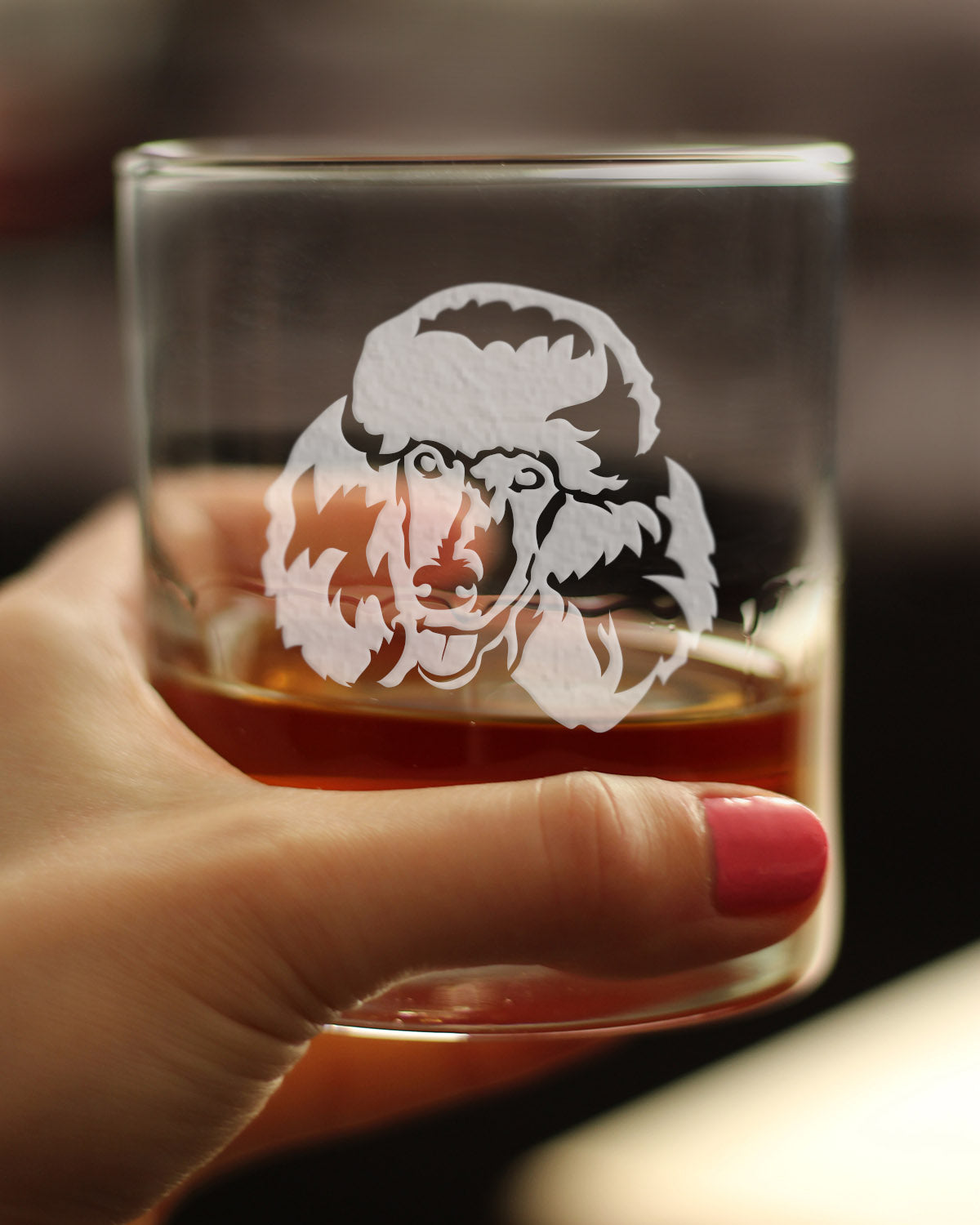 Happy Poodle - Whiskey Rocks Glass - Unique Poodle Themed Dog Gifts or Party Decor for Women and Men - 10.25 Oz