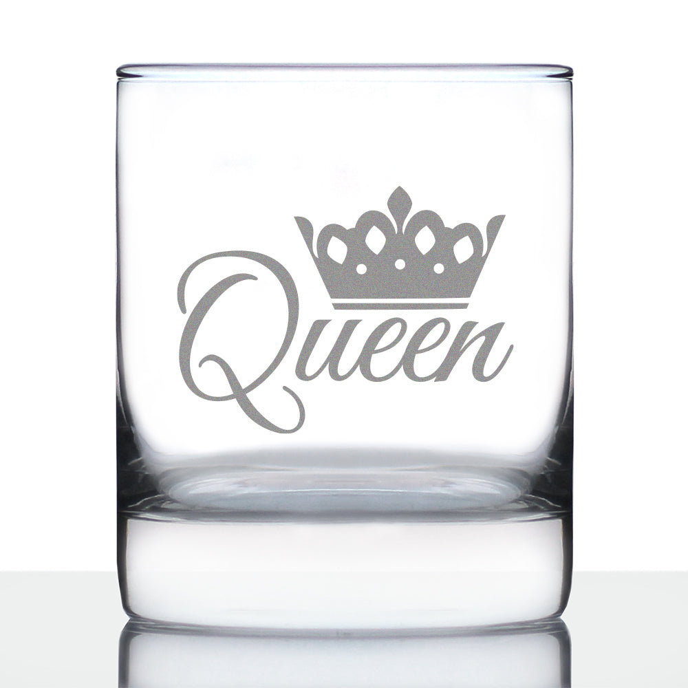 Queen - Whiskey Rocks Glass - Cute Gifts for Women Who Love Drinking Whisky & Etched Sayings Decor - 10.25 oz