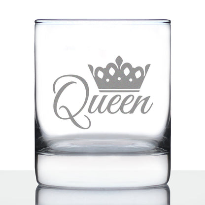 Queen - Whiskey Rocks Glass - Cute Gifts for Women Who Love Drinking Whisky & Etched Sayings Decor - 10.25 oz