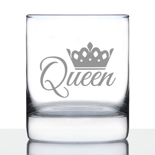 Queen - Whiskey Rocks Glass - Cute Gifts for Women Who Love Drinking Whisky & Etched Sayings Decor - 10.25 oz
