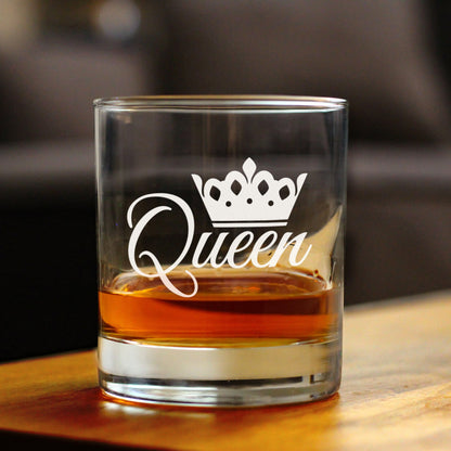 Queen - Whiskey Rocks Glass - Cute Gifts for Women Who Love Drinking Whisky & Etched Sayings Decor - 10.25 oz