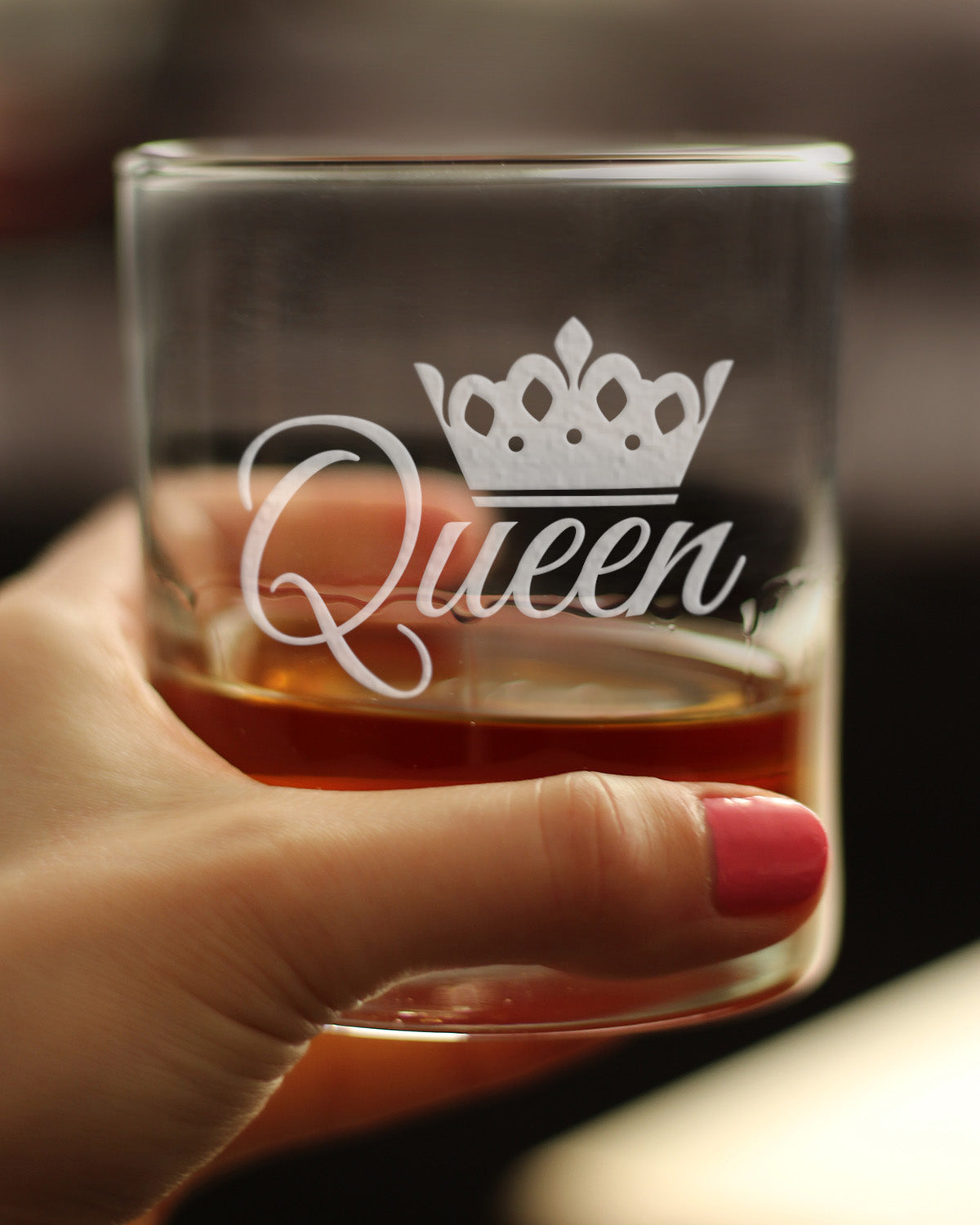 Queen - Whiskey Rocks Glass - Cute Gifts for Women Who Love Drinking Whisky & Etched Sayings Decor - 10.25 oz