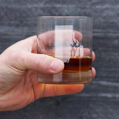 Rhode Island State Outline Whiskey Rocks Glass - State Themed Drinking Decor and Gifts for Rhode Islander Women & Men - 10.25 Oz Whisky Tumbler Glasses