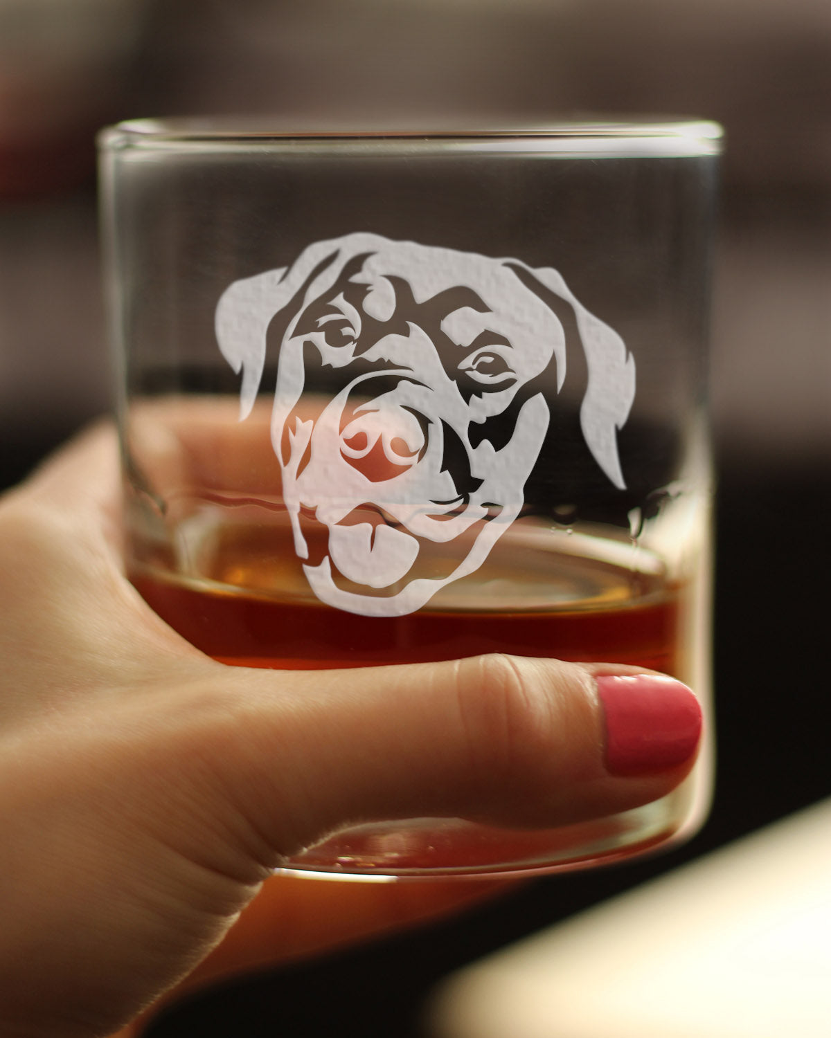 Happy Rottweiler - Whiskey Rocks Glass - Unique Rottweiler Themed Dog Gifts and Party Decor for Women and Men - 10.25 Oz
