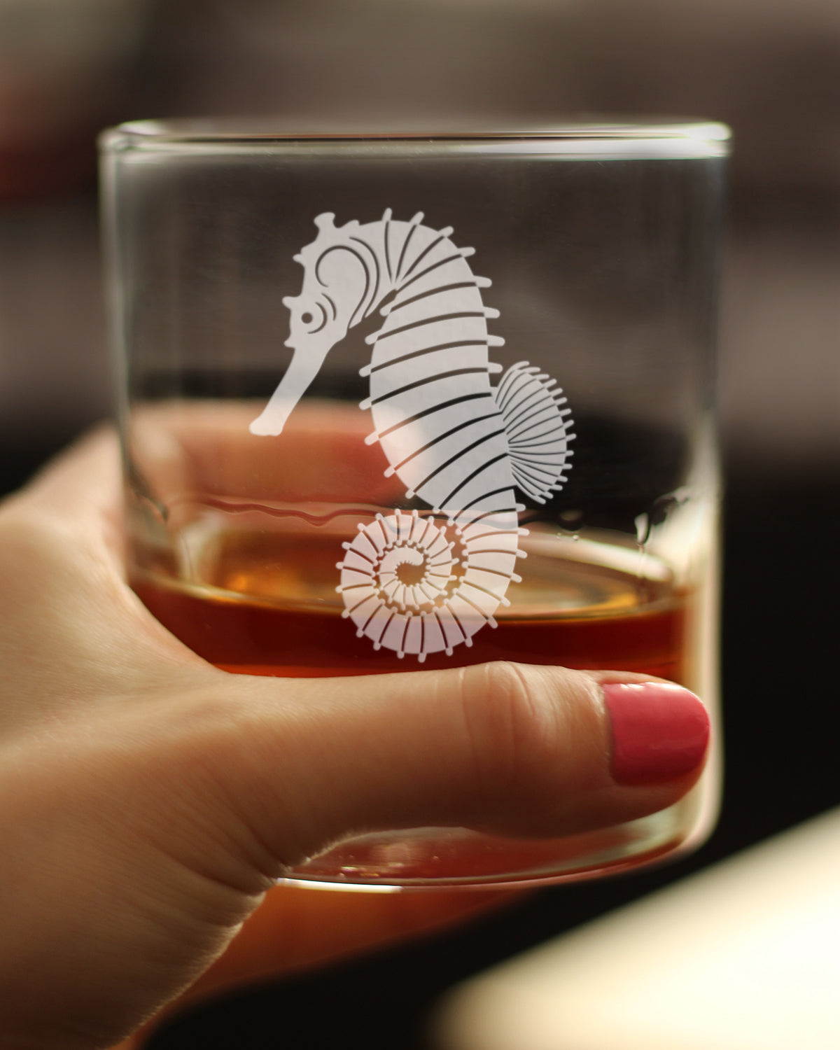 Seahorse Rocks Glass - Unique Beachy Summer Gifts and Beach House Decor - 10.25 Oz Glasses