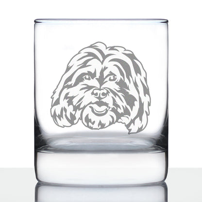 Shih Tzu Face Whiskey Rocks Glass - Unique Dog Themed Decor and Gifts for Moms & Dads of Shih Tzus - 10.25 Oz