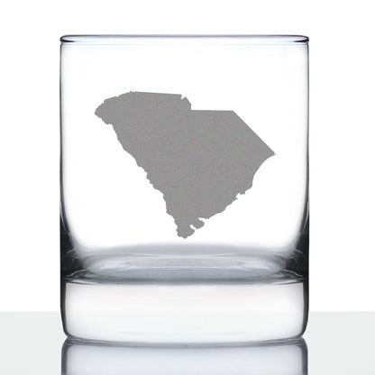 South Carolina State Outline Whiskey Rocks Glass - State Themed Drinking Decor and Gifts for South Carolinian Women & Men - 10.25 Oz Whisky Tumbler Glasses