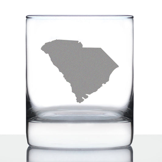 South Carolina State Outline Whiskey Rocks Glass - State Themed Drinking Decor and Gifts for South Carolinian Women & Men - 10.25 Oz Whisky Tumbler Glasses