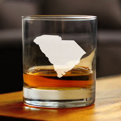 South Carolina State Outline Whiskey Rocks Glass - State Themed Drinking Decor and Gifts for South Carolinian Women & Men - 10.25 Oz Whisky Tumbler Glasses