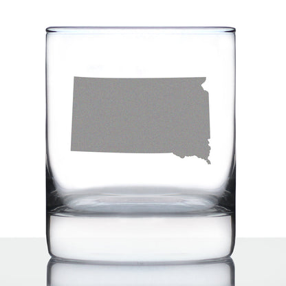 South Dakota State Outline Whiskey Rocks Glass - State Themed Drinking Decor and Gifts for South Dakotan Women & Men - 10.25 Oz Whisky Tumbler Glasses