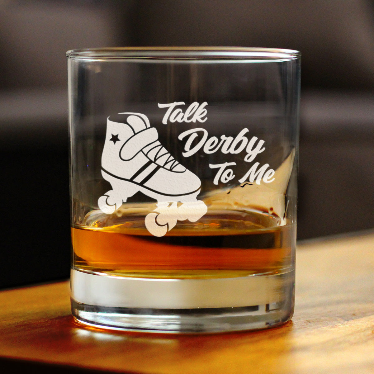 Talk Derby To Me - Whiskey Rocks Glass Gifts - Funny Rollerblading Gifts and Decor for Men & Women - 10.25 Oz Glasses