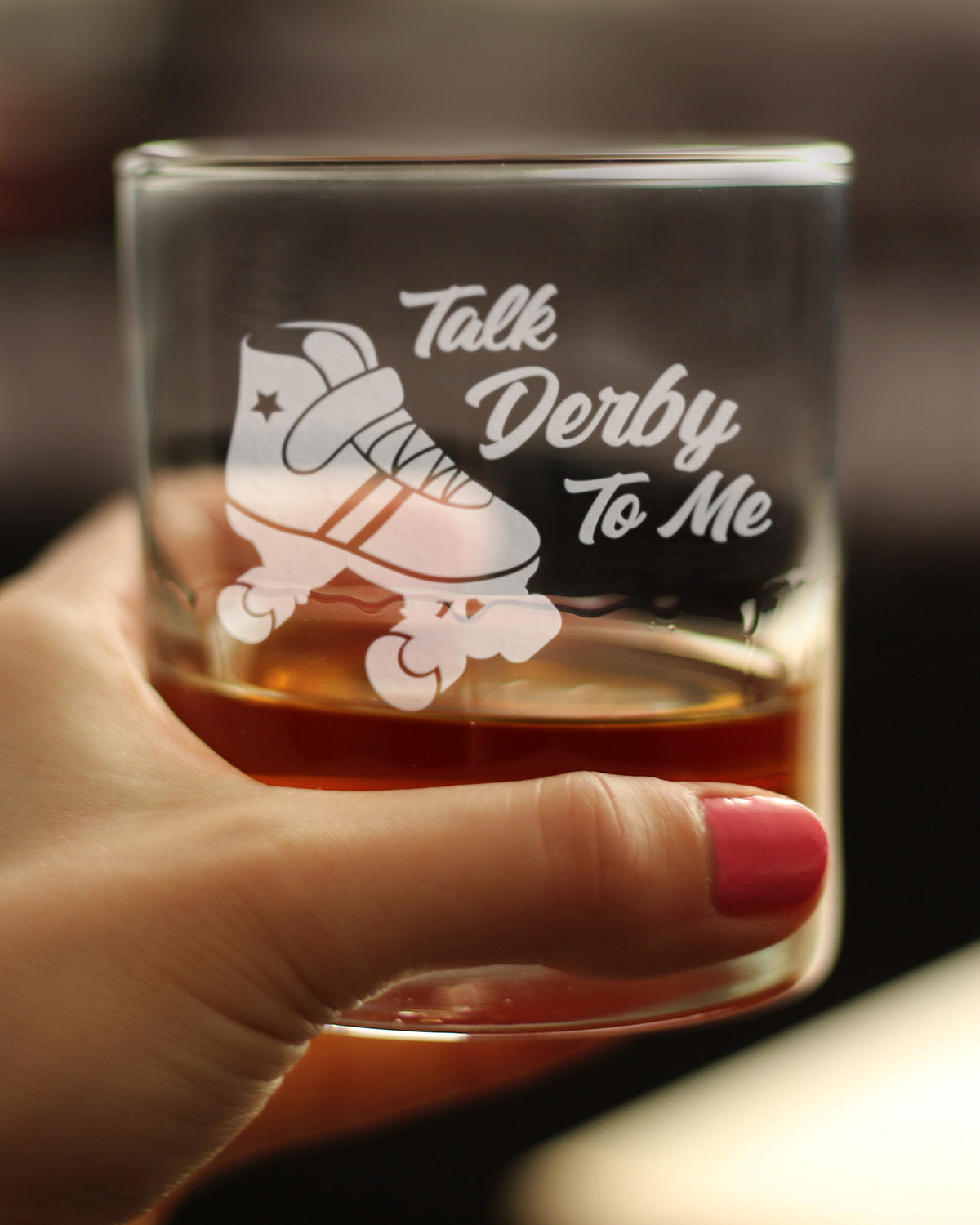 Talk Derby To Me - Whiskey Rocks Glass Gifts - Funny Rollerblading Gifts and Decor for Men & Women - 10.25 Oz Glasses