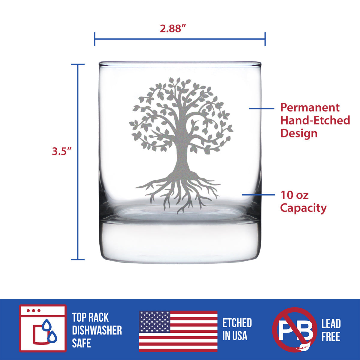 Tree Of Life - Whiskey Rocks Glass - Cute Family Themed Gifts and Decor - 10.25 Oz Glass