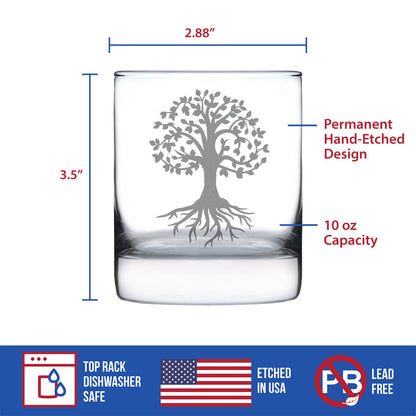 Tree Of Life - Whiskey Rocks Glass - Cute Family Themed Gifts and Decor - 10.25 Oz Glass
