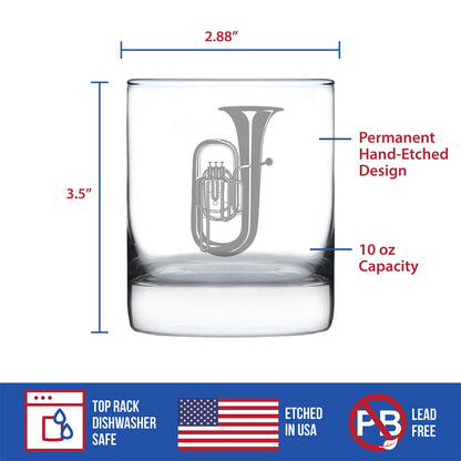 Tuba Rocks Glass - Fun Tuba Gifts for Tuba Players in Band and Orchestra - 10.25 Oz Glasses