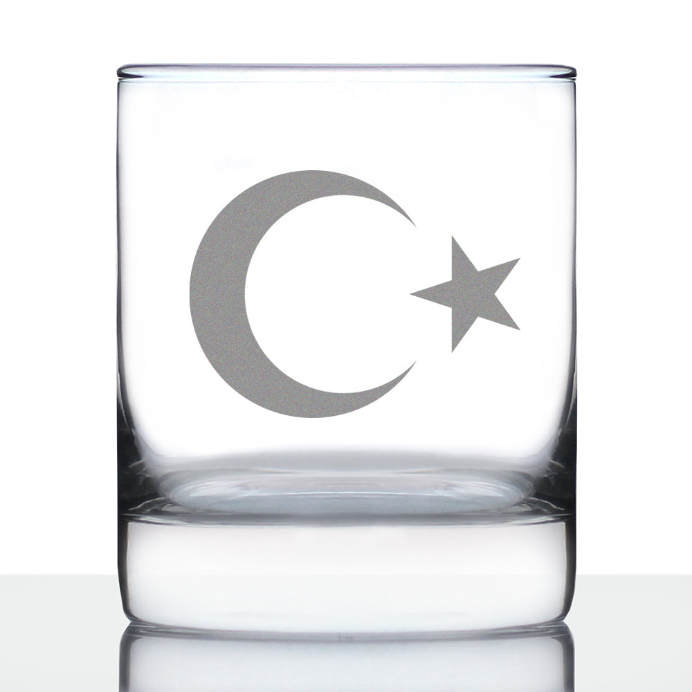 Turkey Flag Rocks Glass Engraved Old Fashioned Glasses for Men & Women - Fun 10.25 Oz Turkish Themed Gifts - Cute Gift for Turks