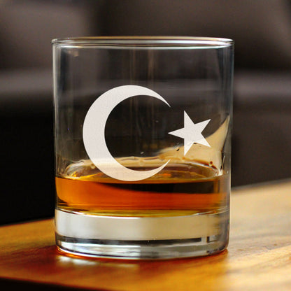 Turkey Flag Rocks Glass Engraved Old Fashioned Glasses for Men & Women - Fun 10.25 Oz Turkish Themed Gifts - Cute Gift for Turks