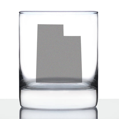 Utah State Outline Whiskey Rocks Glass - State Themed Drinking Decor and Gifts for Utahn Women & Men - 10.25 Oz Whisky Tumbler Glasses