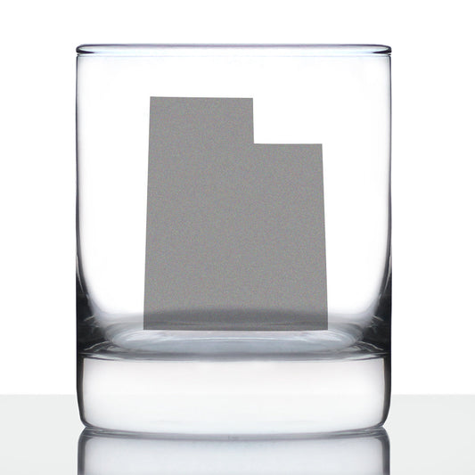 Utah State Outline Whiskey Rocks Glass - State Themed Drinking Decor and Gifts for Utahn Women & Men - 10.25 Oz Whisky Tumbler Glasses