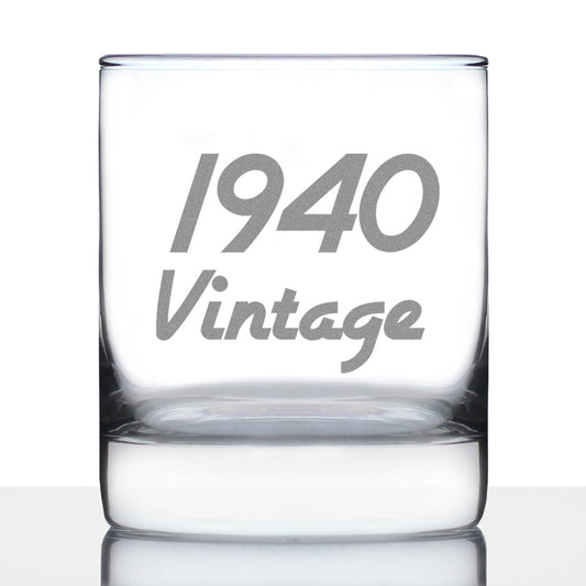 Vintage 1940 - Fun 85th Birthday Whiskey Rocks Glass Gifts for Men & Women Turning 85 - Retro Whisky Drinking Tumbler