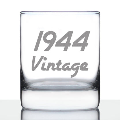 Vintage 1944 - Fun 81st Birthday Whiskey Rocks Glass Gifts for Men & Women Turning 81 - Retro Whisky Drinking Tumbler