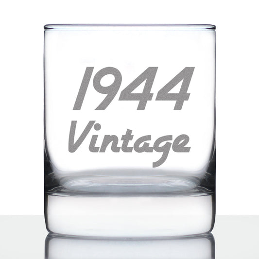 Vintage 1944 - Fun 81st Birthday Whiskey Rocks Glass Gifts for Men & Women Turning 81 - Retro Whisky Drinking Tumbler