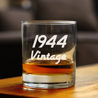 Vintage 1944 - Fun 81st Birthday Whiskey Rocks Glass Gifts for Men & Women Turning 81 - Retro Whisky Drinking Tumbler