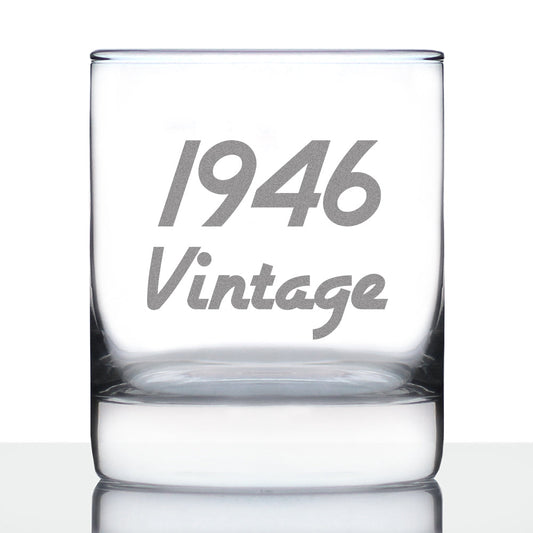 Vintage 1946 - Fun 79th Birthday Whiskey Rocks Glass Gifts for Men & Women Turning 79 - Retro Whisky Drinking Tumbler