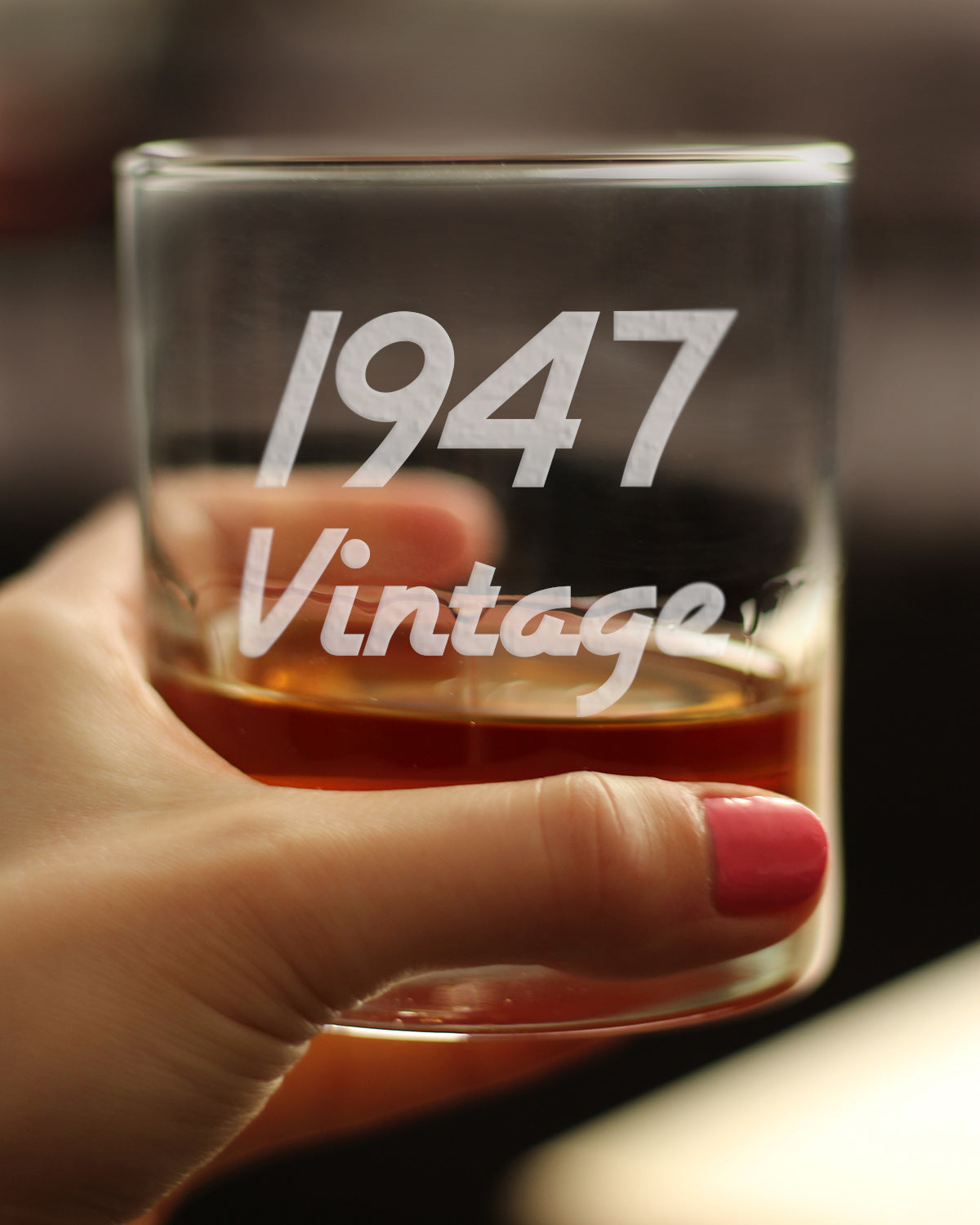 Vintage 1947 - Fun 78th Birthday Whiskey Rocks Glass Gifts for Men & Women Turning 78 - Retro Whisky Drinking Tumbler