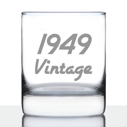 Vintage 1949 - Fun 76th Birthday Whiskey Rocks Glass Gifts for Men & Women Turning 76 - Retro Whisky Drinking Tumbler