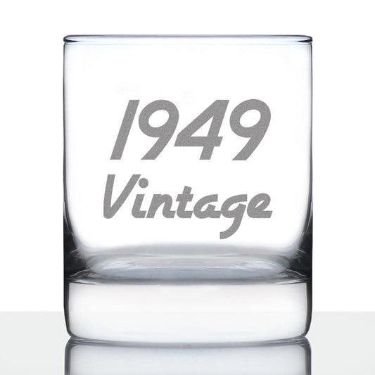 Vintage 1949 - Fun 76th Birthday Whiskey Rocks Glass Gifts for Men & Women Turning 76 - Retro Whisky Drinking Tumbler