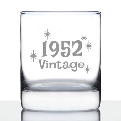 Vintage 1952 - Fun 73rd Birthday Whiskey Rocks Glass Gifts for Men & Women Turning 73 - Retro Whisky Drinking Tumbler
