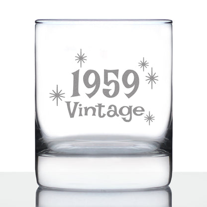 Vintage 1959 - Fun 66th Birthday Whiskey Rocks Glass Gifts for Men & Women Turning 66 - Retro Whisky Drinking Tumbler