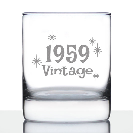 Vintage 1959 - Fun 66th Birthday Whiskey Rocks Glass Gifts for Men & Women Turning 66 - Retro Whisky Drinking Tumbler