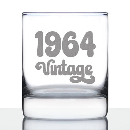 Vintage 1964 - Fun 61st Birthday Whiskey Rocks Glass Gifts for Men & Women Turning 61 - Retro Whisky Drinking Tumbler