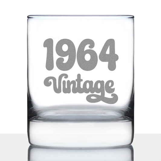 Vintage 1964 - Fun 61st Birthday Whiskey Rocks Glass Gifts for Men & Women Turning 61 - Retro Whisky Drinking Tumbler