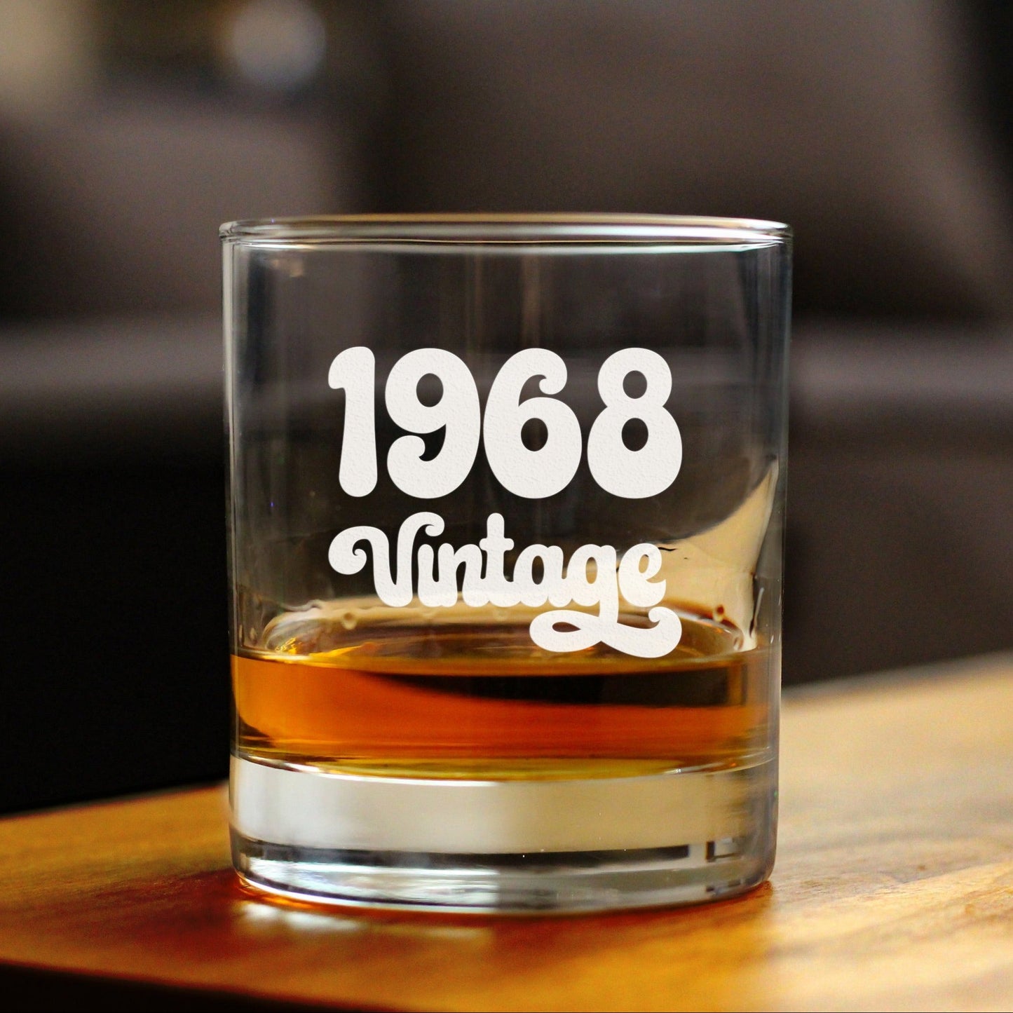 Vintage 1968 - Fun 57th Birthday Whiskey Rocks Glass Gifts for Men & Women Turning 57 - Retro Whisky Drinking Tumbler