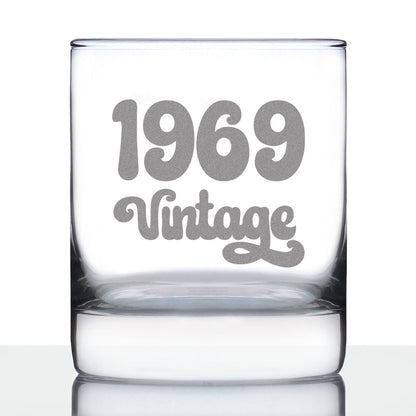 Vintage 1969 - Fun 56th Birthday Whiskey Rocks Glass Gifts for Men & Women Turning 56 - Retro Whisky Drinking Tumbler