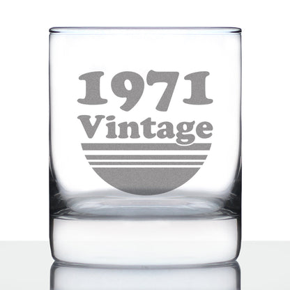 Vintage 1971 - Fun 54th Birthday Whiskey Rocks Glass Gifts for Men & Women Turning 54 - Retro Whisky Drinking Tumbler