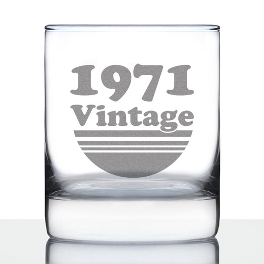 Vintage 1971 - Fun 54th Birthday Whiskey Rocks Glass Gifts for Men & Women Turning 54 - Retro Whisky Drinking Tumbler
