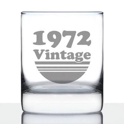 Vintage 1972 - Fun 53rd Birthday Whiskey Rocks Glass Gifts for Men & Women Turning 53 - Retro Whisky Drinking Tumbler