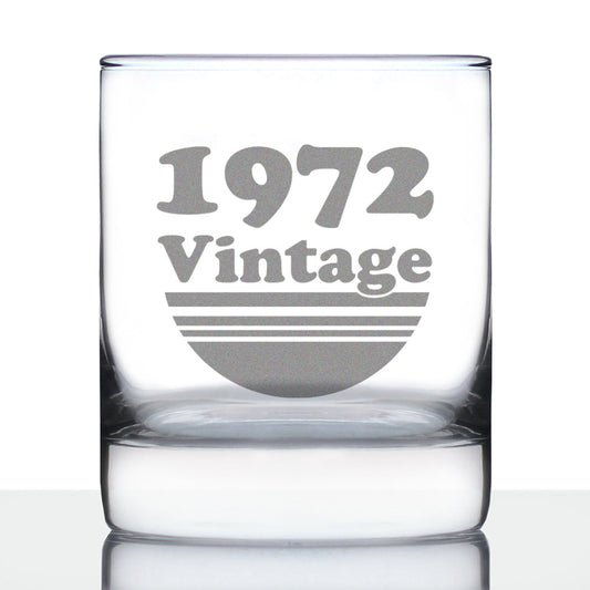 Vintage 1972 - Fun 53rd Birthday Whiskey Rocks Glass Gifts for Men & Women Turning 53 - Retro Whisky Drinking Tumbler