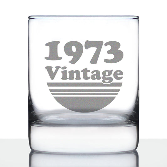 Vintage 1973 - Fun 52nd Birthday Whiskey Rocks Glass Gifts for Men & Women Turning 52 - Retro Whisky Drinking Tumbler