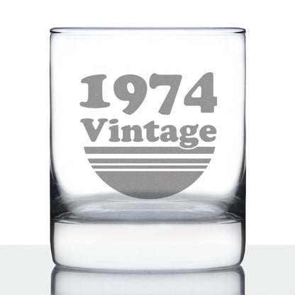 Vintage 1974 - Fun 51st Birthday Whiskey Rocks Glass Gifts for Men & Women Turning 51 - Retro Whisky Drinking Tumbler